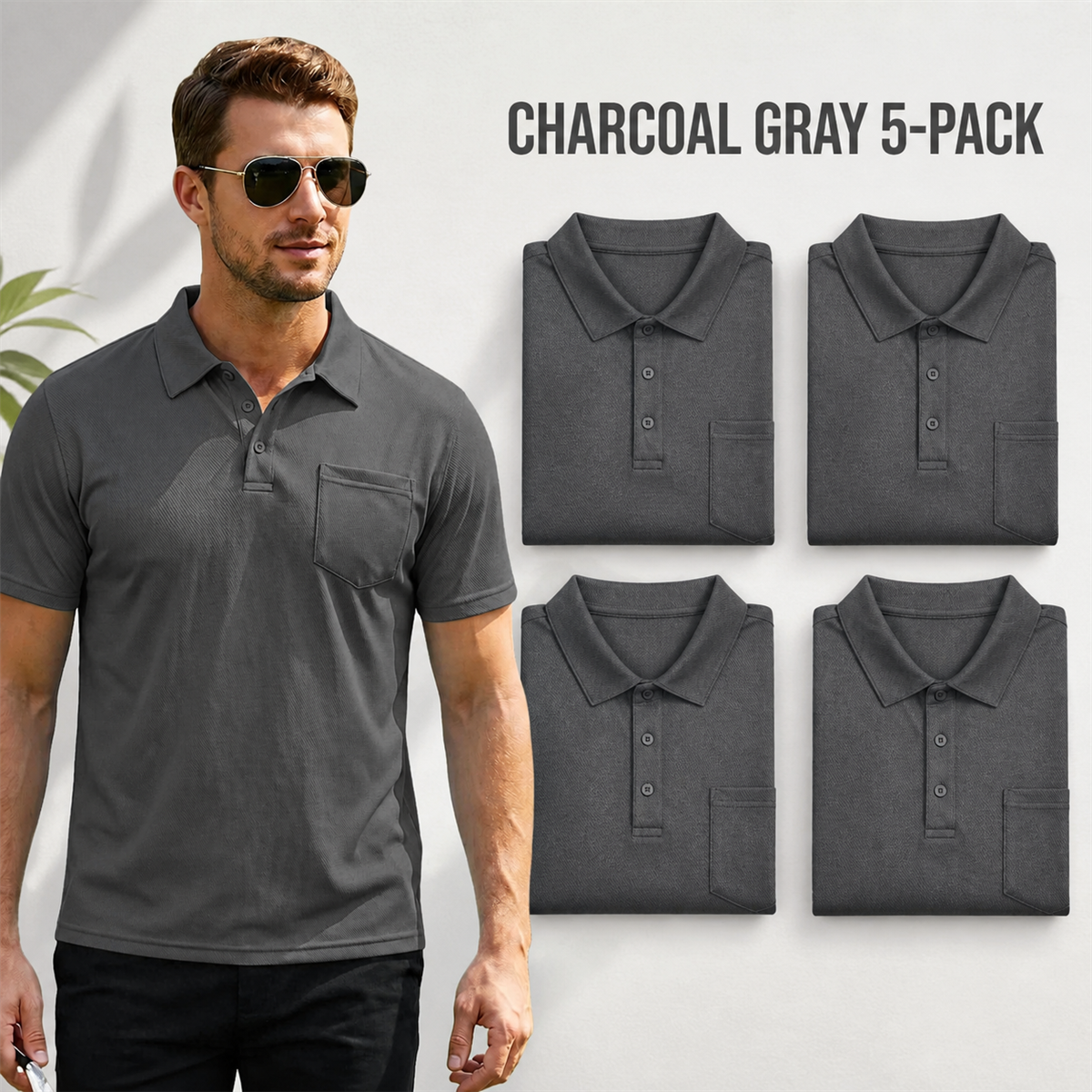 FINAL CLEARANCE - 10-Pack Only $36.99 - Men's Classic Short-Sleeve Polo Shirt with Chest Pocket
