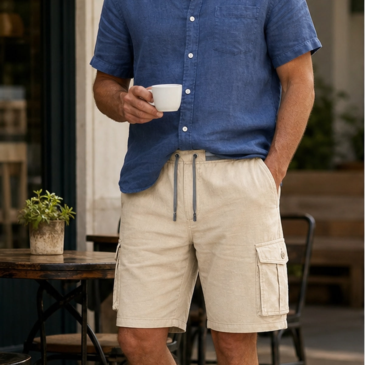 Men's Relaxed Drawstring Cargo Shorts