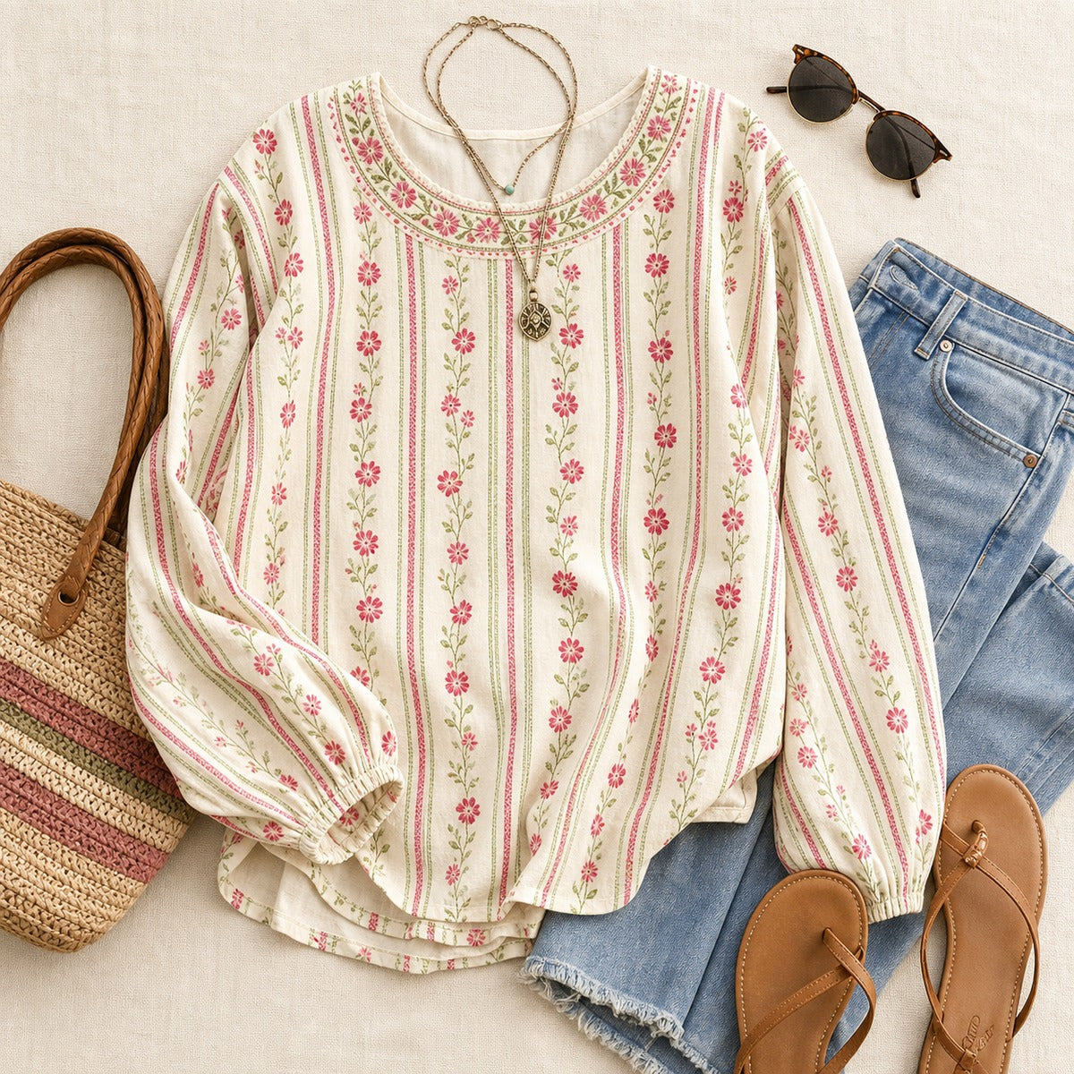 Women's Floral Boho Tunic Blouse
