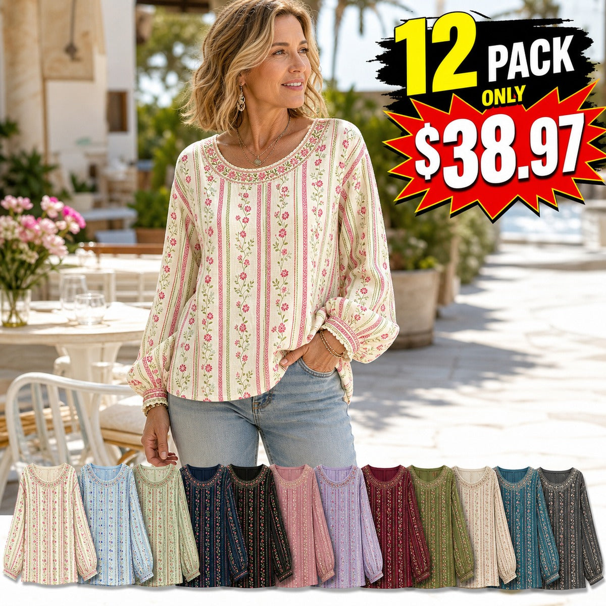 Women's Floral Boho Tunic Blouse