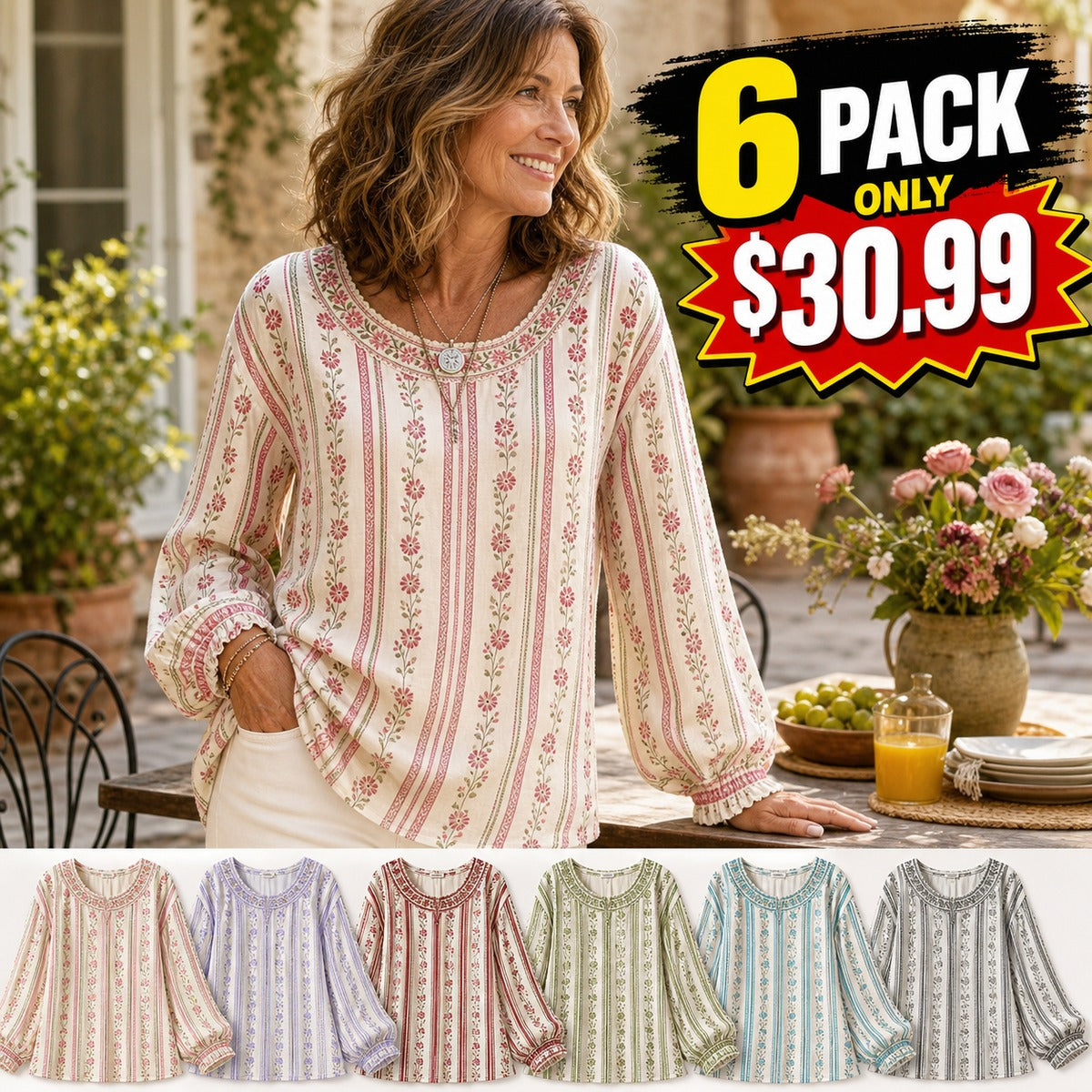 Women's Floral Boho Tunic Blouse