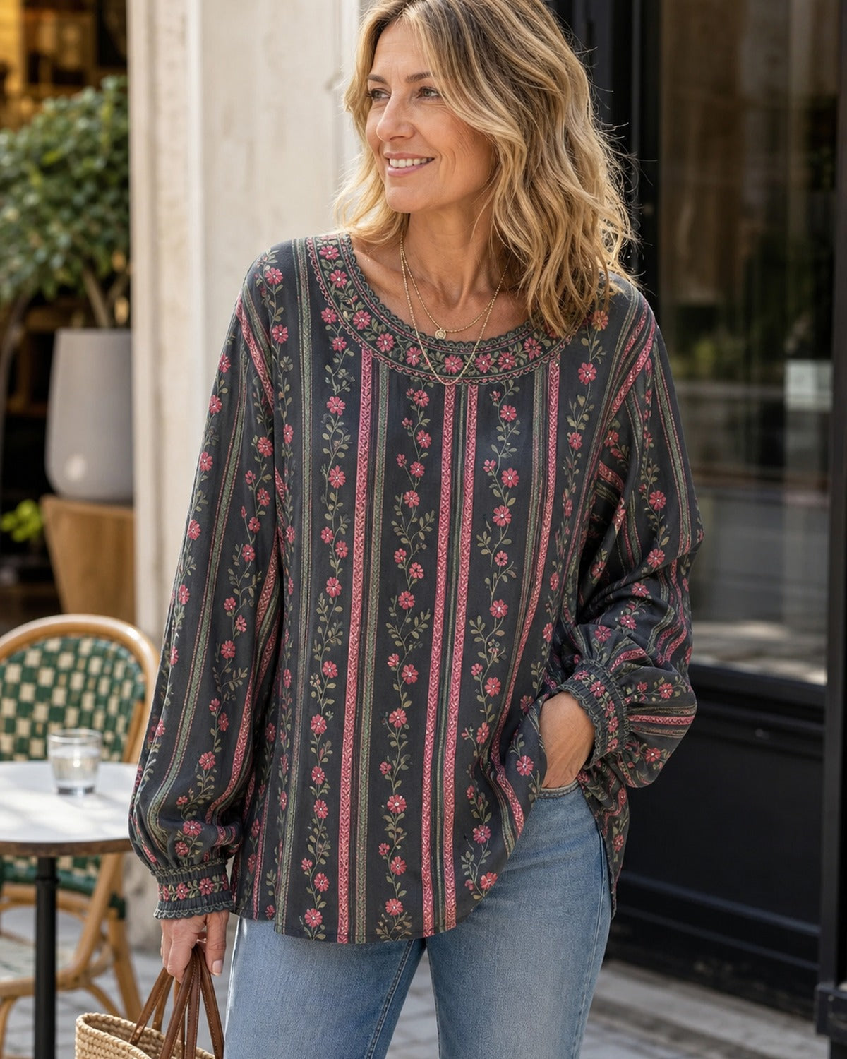 Women's Floral Boho Tunic Blouse