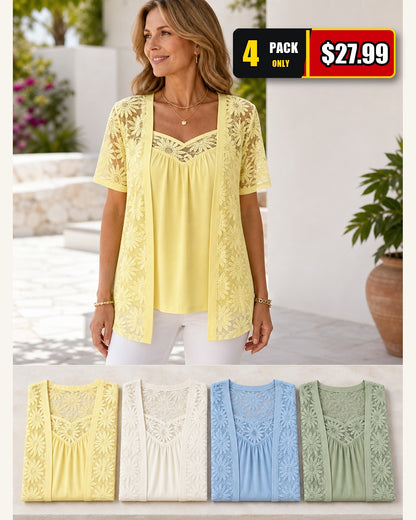 Women's Daisy Lace Layered Tunic Top
