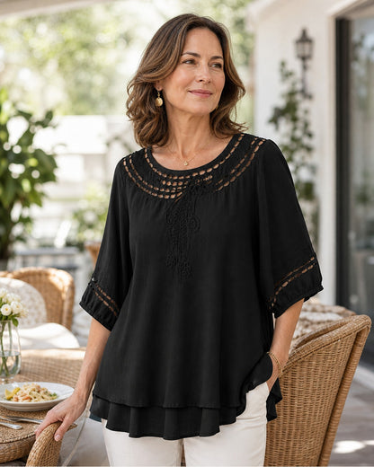 Women's Lightweight Embroidered Tunic Blouse