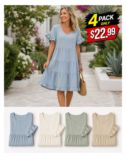 Women's Relaxed Tiered Ruffle Sleeve Summer Dress