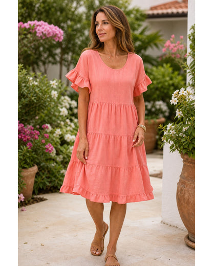 Women's Relaxed Tiered Ruffle Sleeve Summer Dress