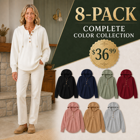 Women's Relaxed Button-Placket Knit Hoodie