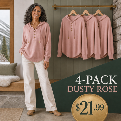 Women's Relaxed Button-Placket Knit Hoodie