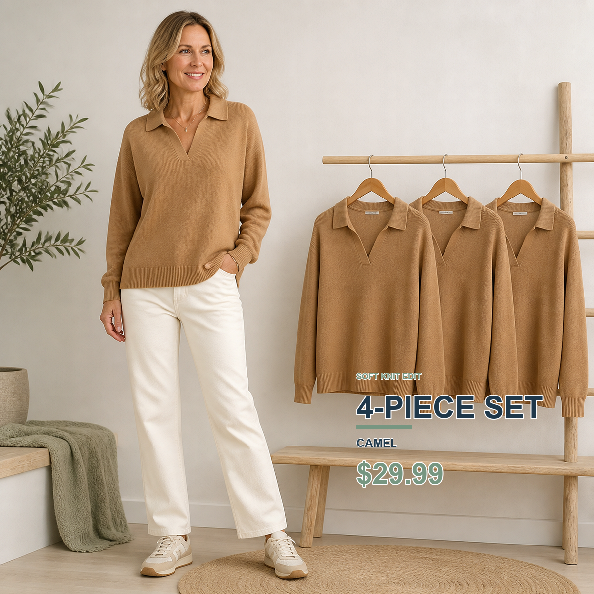 Limited-Time Knit Edit | Women's Relaxed Open-Neck Polo Knit Sweater