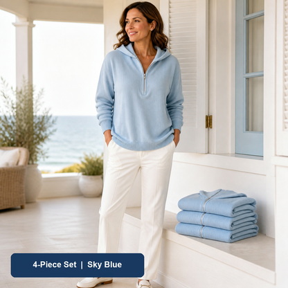 Bundle & Save | Women's Ribbed Half-Zip Hooded Sweater