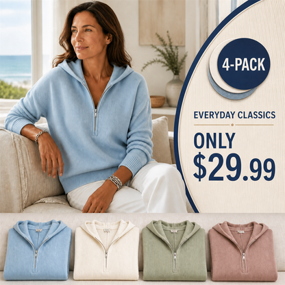 Bundle & Save | Women's Ribbed Half-Zip Hooded Sweater