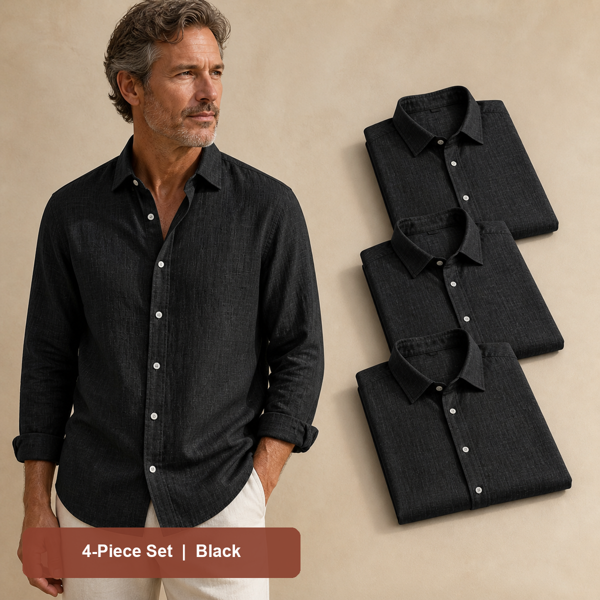 Men's Textured Long-Sleeve Button-Down Shirt