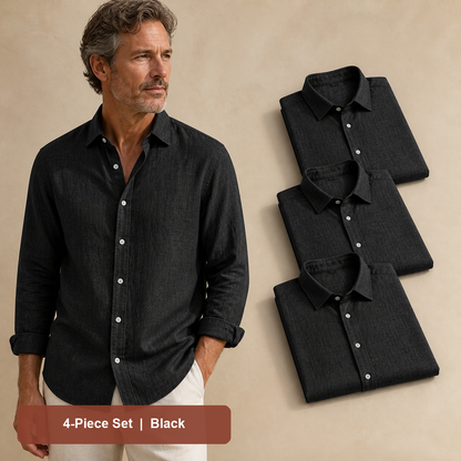 Men's Textured Long-Sleeve Button-Down Shirt