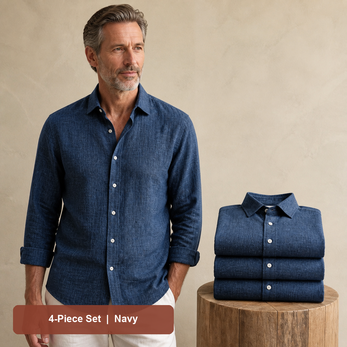 Men's Textured Long-Sleeve Button-Down Shirt