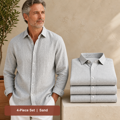 Men's Textured Long-Sleeve Button-Down Shirt