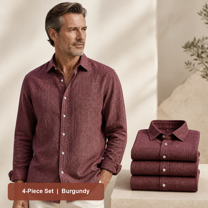 Men's Textured Long-Sleeve Button-Down Shirt