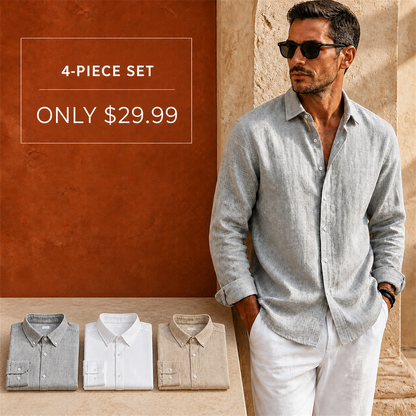 Men's Textured Long-Sleeve Button-Down Shirt