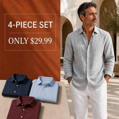 Men's Textured Long-Sleeve Button-Down Shirt