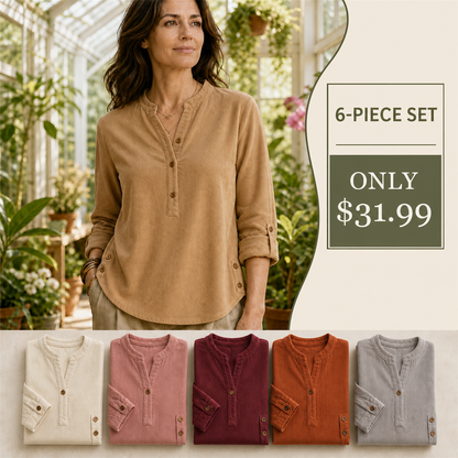 Women's Corduroy Henley Roll-Tab Tunic