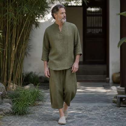 Men's Relaxed Linen Two-Piece Lounge Set