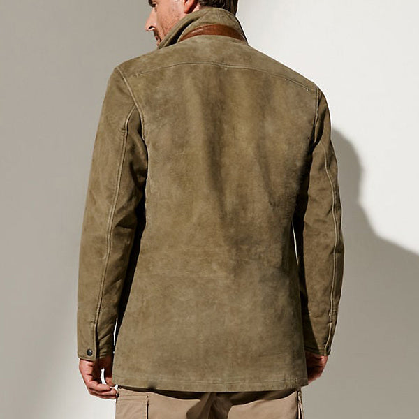 Men's Vintage Carlsbad Calfskin Leather Blazer With Merino Shearling Collar