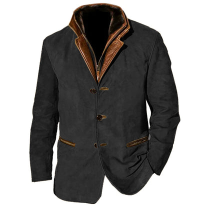 Men's Vintage Carlsbad Calfskin Leather Blazer With Merino Shearling Collar
