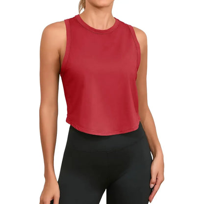 ❤️Women's Workout Cropped Tank Tops Racerback Sleeveless Crewneck Running Yoga Active Shirts