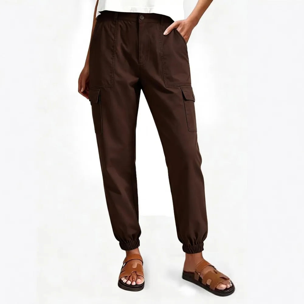 ⚡FINAL SALE⚡ Lightweight Cotton-Blend Cargo Joggers for Women – Elastic Cuff Utility Pants