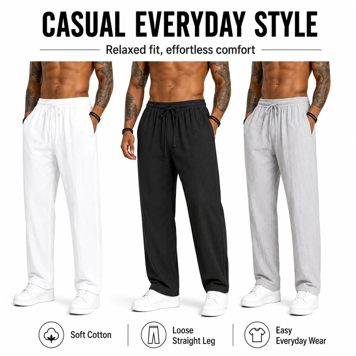 Cotton Lounge Pants for Men – 5 Colors, Soft & Relaxed Fit