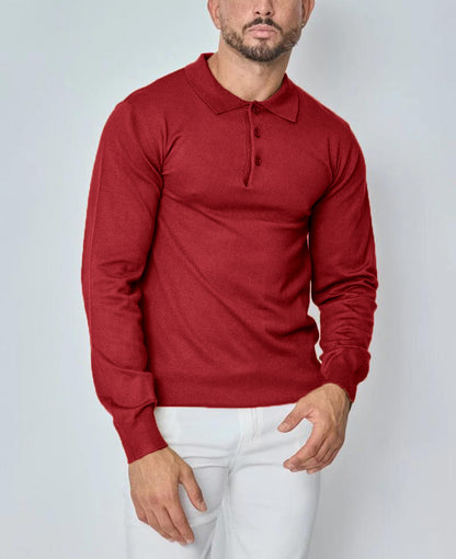 CLEARANCE🔥 Men's Casual and Comfortable Solid Color Lapel Long Sleeve POLO Shirt