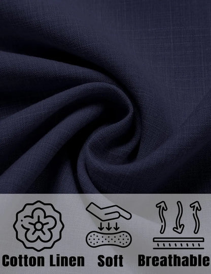 Men's Linen Shirts Short Sleeve Casual Shirts Button Down Shirt for Men Beach Summer Wedding Shirt