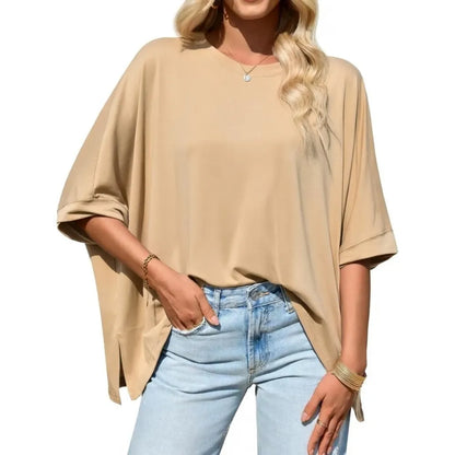 Women's Oversized Batwing Short Sleeve Tops