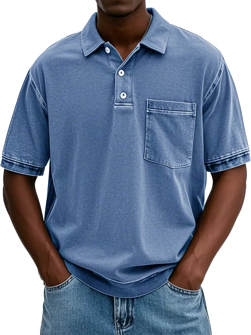 Clearance Sale⚡20-Pack Only $32.99⚡Men's Retro Distressed Lapel Short-sleeved Pocket Polo Shirt