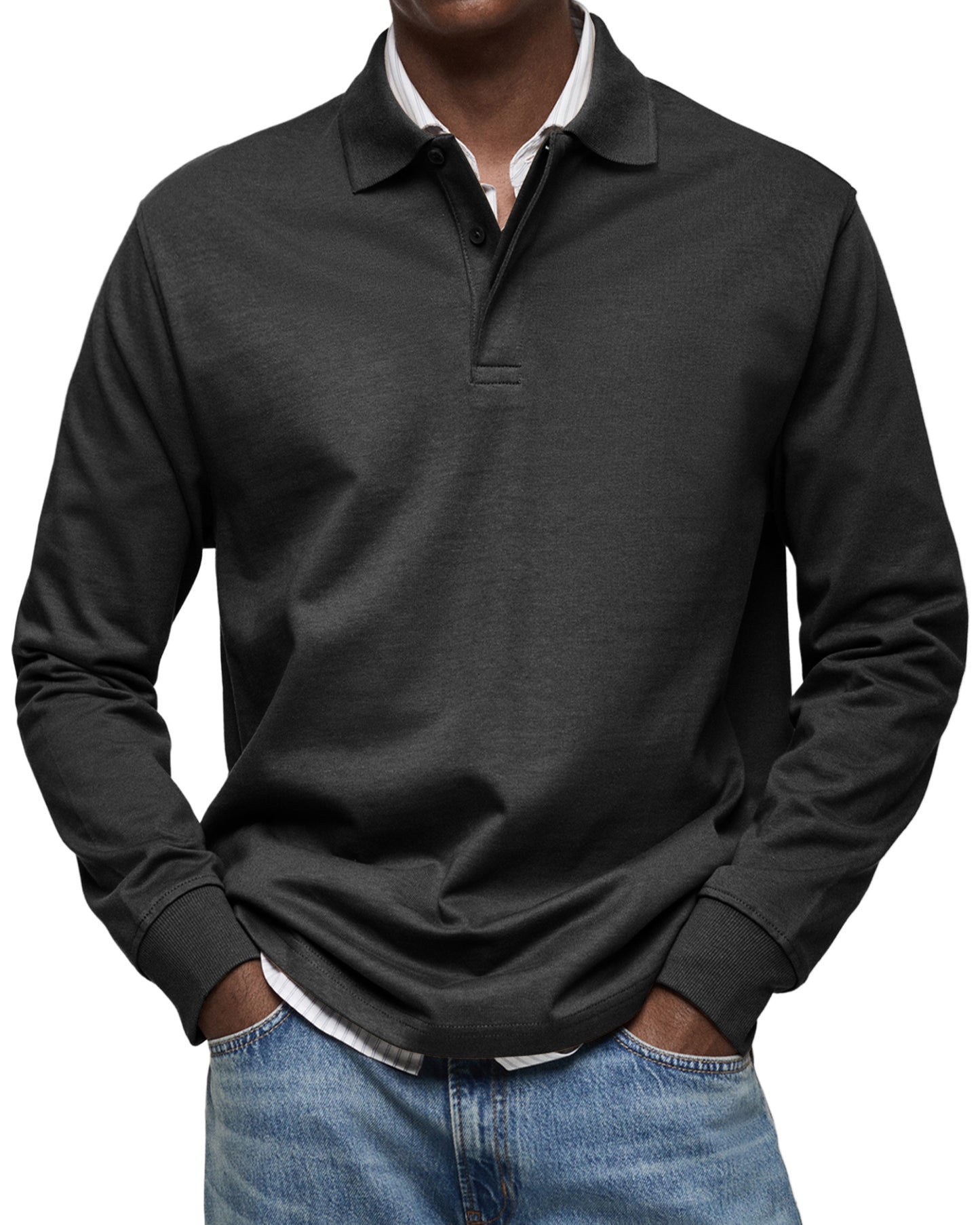 CLEARANCE🔥 Men's Everyday Comfort Lapel Button Casual Long Sleeve POLO Shirt