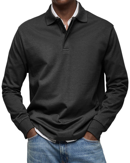 CLEARANCE🔥 Men's Everyday Comfort Lapel Button Casual Long Sleeve POLO Shirt