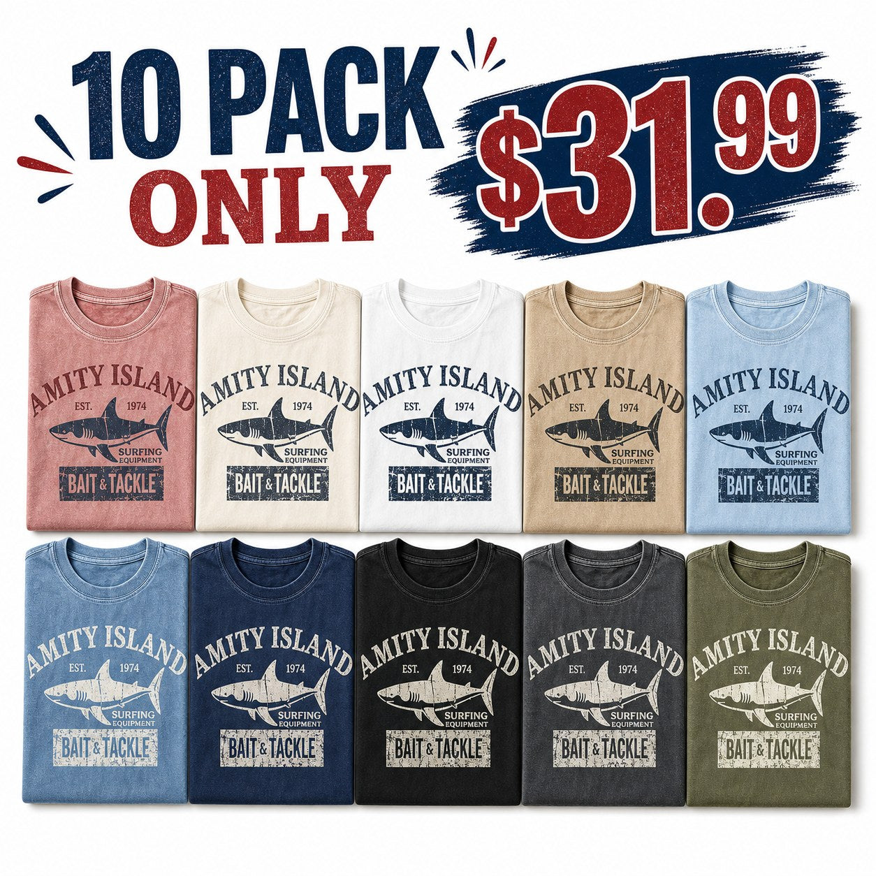 CLEARANCE SALE - Men's Vintage Shark Bait & Tackle Graphic Tee - 14 Colors & Bundle Deals