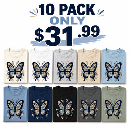 CLEARANCE SALE - Women's Crochet Butterfly Graphic Tee - 14 Colors & Bundle Deals