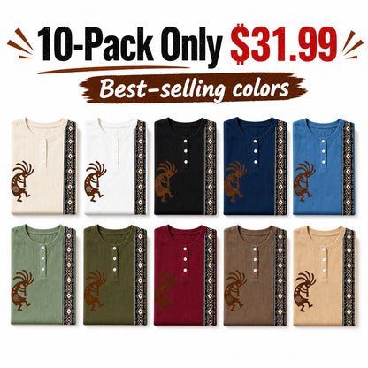 CLEARANCE SALE - Women's Southwest Kokopelli Henley Top - 14 Colors & Bundle Deals