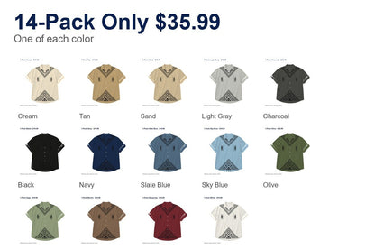 CLEARANCE SALE - Men's Tribal Pattern Camp Collar Shirt - 14 Colors & Bundle Deals