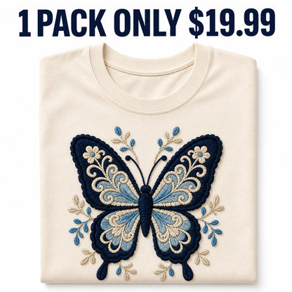 CLEARANCE SALE - Women's Crochet Butterfly Graphic Tee - 14 Colors & Bundle Deals