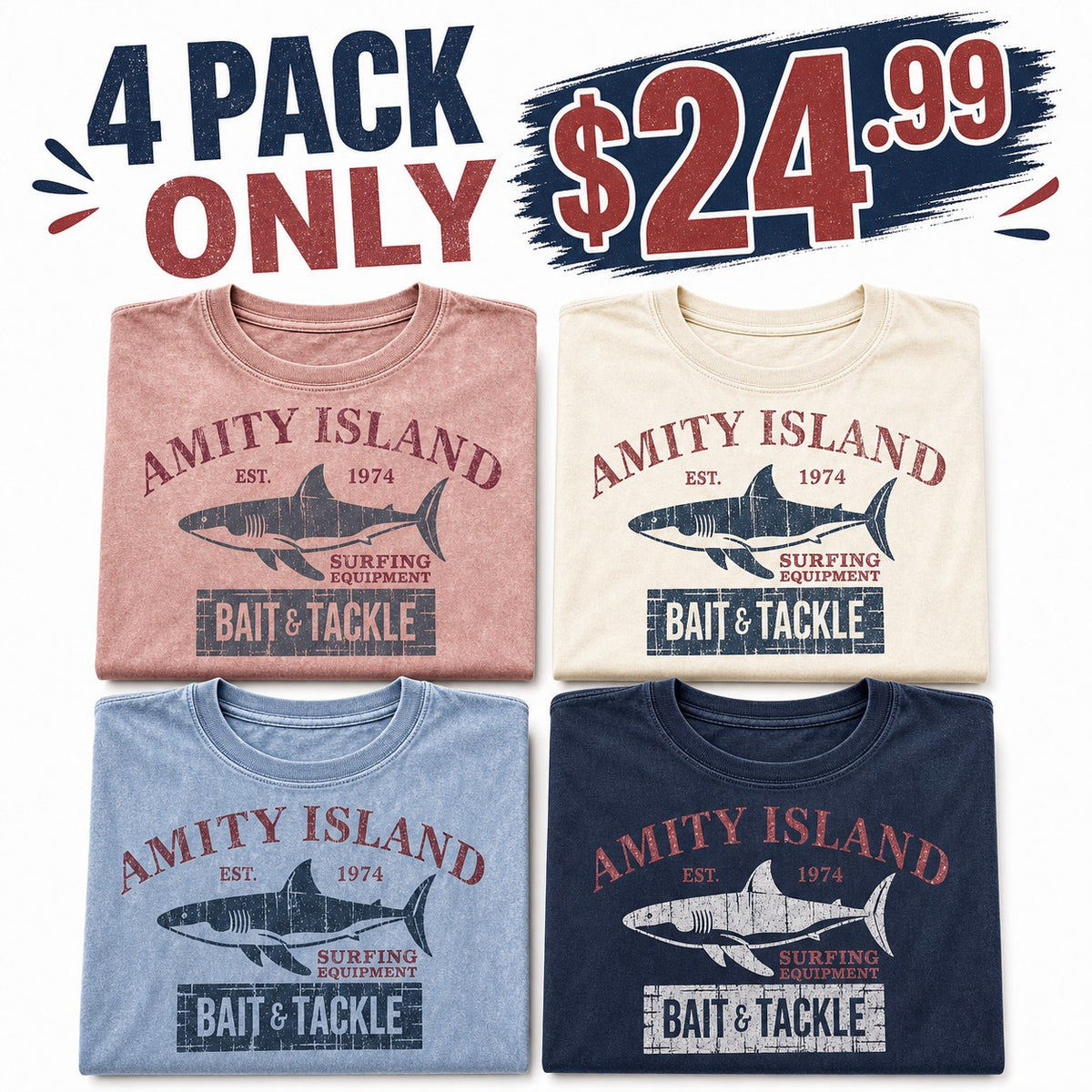 CLEARANCE SALE - Men's Vintage Shark Bait & Tackle Graphic Tee - 14 Colors & Bundle Deals