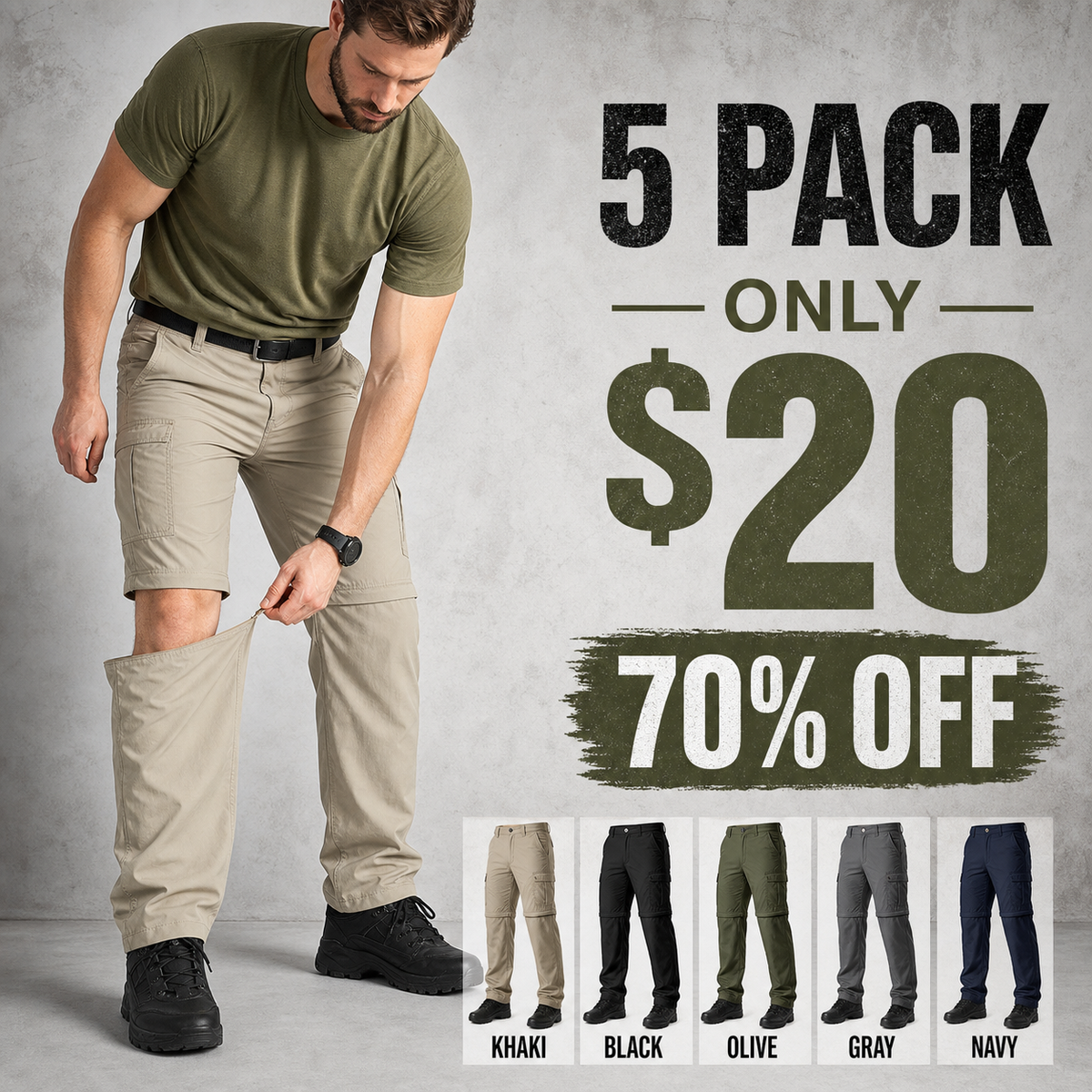 ⏰Warehouse Clearance - Men’s 2-in-1 Convertible Hiking Pants and Shorts⚡10 Pack for $28⚡Limited Stock — Once It’s Gone, It’s Gone!