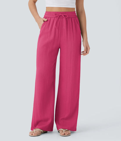 ⏰Clearance Sale⚡16 Pack only $38⚡High Waisted Drawstring Pocket Wide Leg Casual Linen-Feel Pants16 Pack for $38⚡High Waisted Drawstring Pocket Wide Leg Casual Linen-Feel Pants