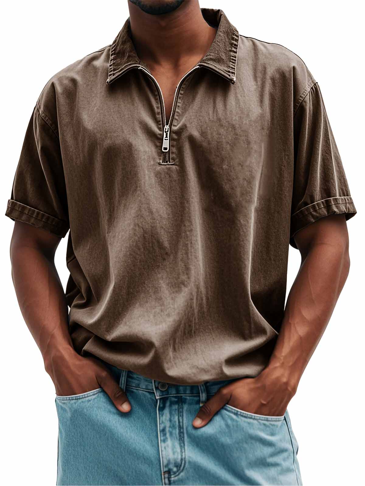FINAL SALE⚡10 Packs for $34.99⚡Men's Fashion Retro Casual Stand Collar Short Sleeve Polo Shirt