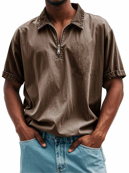 FINAL SALE⚡10 Packs for $34.99⚡Men's Fashion Retro Casual Stand Collar Short Sleeve Polo Shirt