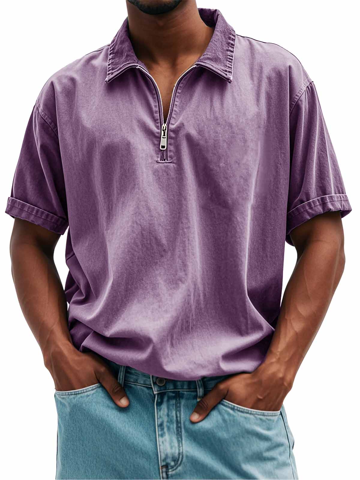 FINAL SALE⚡10 Packs for $34.99⚡Men's Fashion Retro Casual Stand Collar Short Sleeve Polo Shirt
