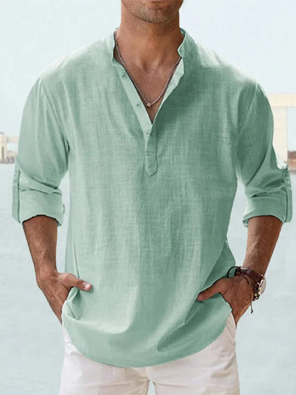⏰🎉Seasonal clearance — 13-pack for $29 👔Men's Cotton Linen Casual Long Sleeve Shirt