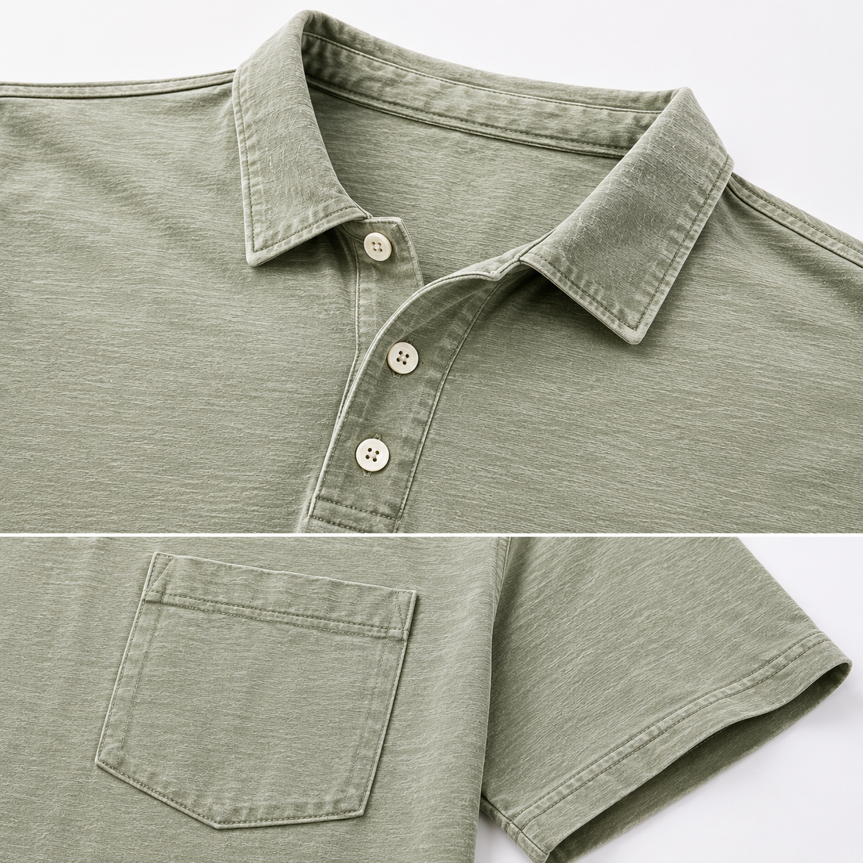 Limited Deal 8-Pack Men's Washed Cotton Blend Pocket Polo Shirts, Lightweight Breathable 3-Button Relaxed Fit