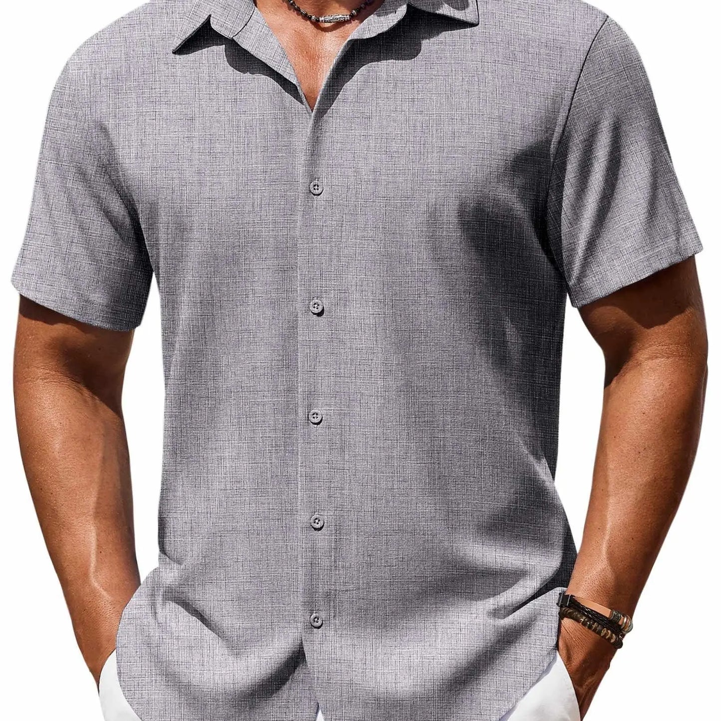 Men's Casual Short Sleeve Linen Shirt