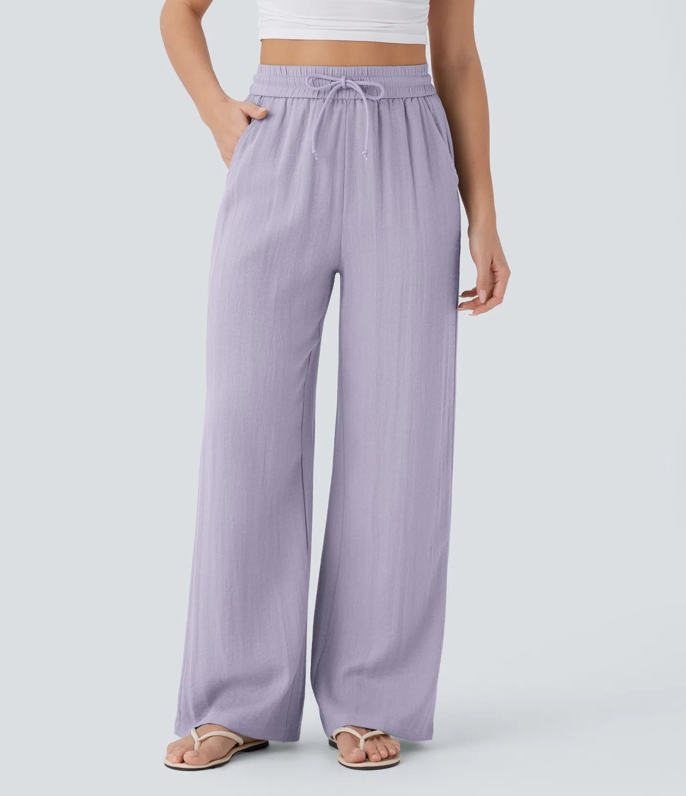⏰Clearance Sale⚡16 Pack only $38⚡High Waisted Drawstring Pocket Wide Leg Casual Linen-Feel Pants16 Pack for $38⚡High Waisted Drawstring Pocket Wide Leg Casual Linen-Feel Pants